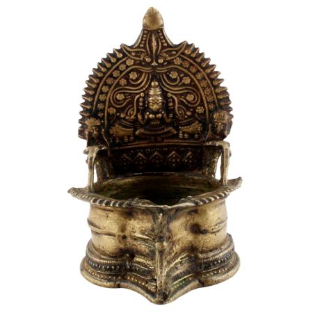 Golden Brass Oil Lamp Pooja Home Temple Diya Lamp